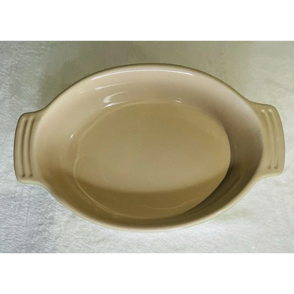 Le Creuset Green Stoneware Handled Oval Baking Dish Au Gratin Casserole 9X7